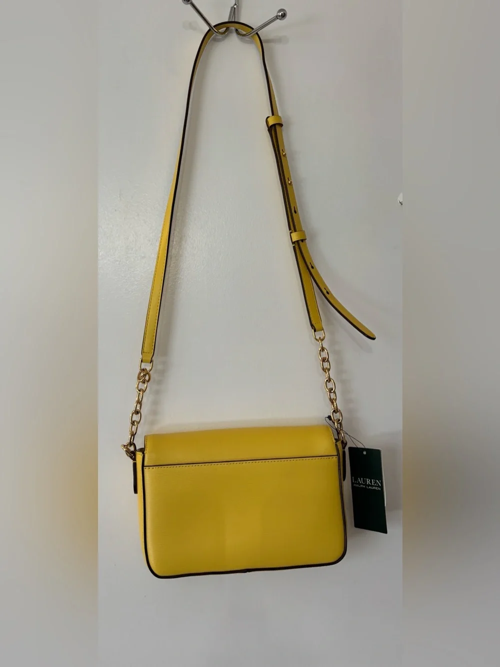 Lauren Ralph Lauren Yellow Leather Crossbody Bag New with Tags